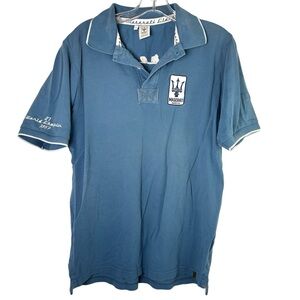 Maserati classic mens polo shirt xl blue white sports cars racing luxury tour